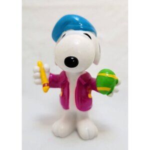 VTG Peanuts Snoopy Easter PVC Snoopy Smiling Artist Decorating Easter Eggs - UFS